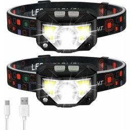 Lampe frontale 1100 lumens led ultra-légère lumineuse avec lumière rouge blanche Lot de 2 capteurs