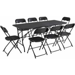 Ensemble table et chaises de jardin pliants Rekkem Noir