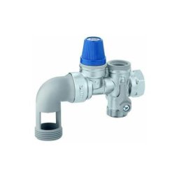 Groupe de sécurité coudé NF 3/4 avec siège inox pour chauffe-eau électrique