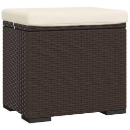 Pouf avec coussin marron 40x30x40 cm résine tressée Vidaxl Brown