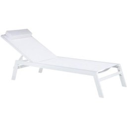 Chaise Longue de Jardin en Aluminium et Textile Blanc Style Industriel Catania - Blanc