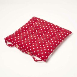Homescapes - Galette de chaise capitonnée Pois rouges 40 x 40 cm - Rouge