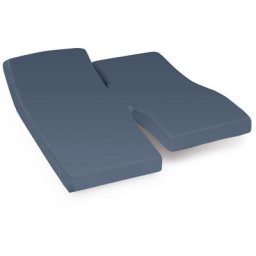 Drap housse relaxation uni 100% coton alto - tpr Tête et pied relevable 2x90x210 cm - Bleu Jean