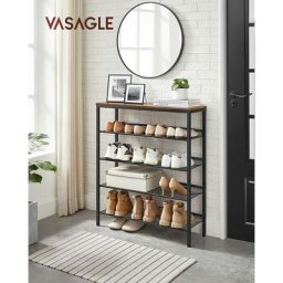 Tagère Chaussure 5 Niveaux, Porte-Chaussures, Range-Chaussures, avec 4 Étagères Grillagées, 1 Grand