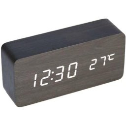 Horloge numérique en bois multifonctionnel led réveil commande vocale adapté à la maison lumière