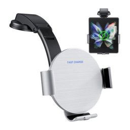 Chargeur de voiture rapide sans fil à induction double bobines Qi 15W pour support de téléphone de