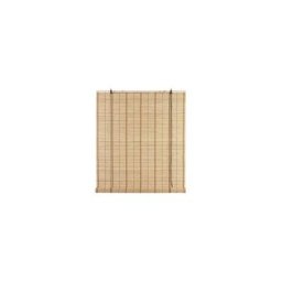 Volet en lanie'res de bambou marron clair 120x250 cm avec poulie enroulable supports bois et