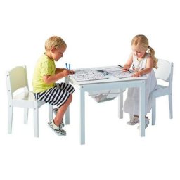 Ensemble Table de jeu enfant avec rangement et 2 chaises enfant Blanche