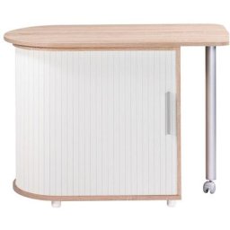 Les Tendances - Bureau avec plateau pivotant et rangement bois clair et blanc Kool 105 cm