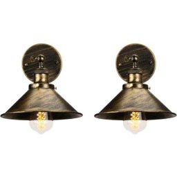 iDEGU Set de 2 Applique Murale Vintage Industriel Métal E27, Design Parapluie Chapeau, Lampe de