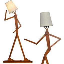 Lampadaire sur Pied Créatif 160cm, Lampadaire Humanoïde diy en Bois avec Interrupteur à Pied Bras