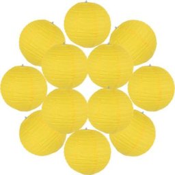 12x Lanterne Papier 20 cm Jaune - Suspension Boule Papier 20 cm (12'') type Lanterne Japonaise pour