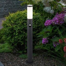 Lampadaire de jardin lampe de jardin en acier inoxydable avec détecteur de mouvement anthracite E27