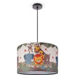 Suspension Chambre Enfant Plafonnier Abat-Jour Tissu Rond Jungle Lampe à suspension - Noir, Design