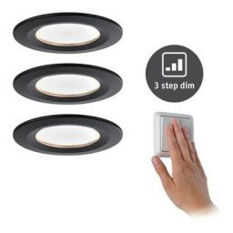Kit enc Nova Coin 3-stepdim rd fixe led 3x6W 2700K 230V Noir mat/Alu