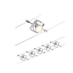 Spots sur câble tendu kit Mac 2 wire sans ampoules Paulmann Leds - Chromé mat - 5X10W - 230/12 v
