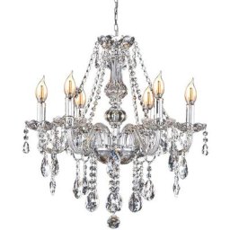 Toolight - lustre 392183 cristal chrome 6-POINTS de lumière E14 67,5X67,5X62CM - chrome