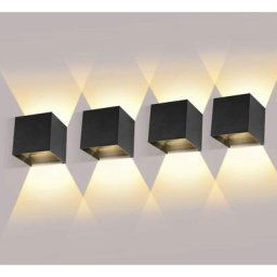 Lot de 4 appliques murales 12 w avec angle de faisceau réglable 3000 k blanc chaud IP65 étanche
