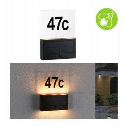 Paulmann - Numéro de maison extérieur solaire Neda IP44 pir anthracite resp. insectes