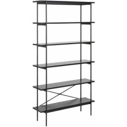 Bibliothèque Aria 5 étagères en mdf et Métal - Longueur 94 Profondeur 27 Hauteur 172cm - Noir