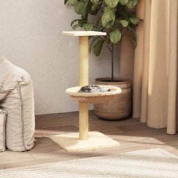 Kalisse - Arbre à chat - Moderne Cadre d'escalade de Chat avec griffoir en sisal Crème 74 cm