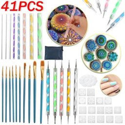 41pcs Mandala Dotting Tools Rock Peinture Nail Art Stylo Peinture Pochoir diy Outil Mandala Kit