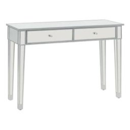 Console 2 tiroirs miroir et bois blanc brillant Glossy