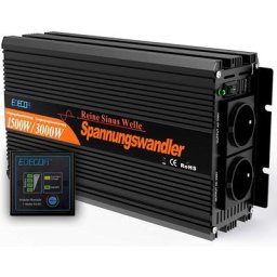 Convertisseur 12v 230v pur sinus 1500w onduleur 2x usb et télécommande voiture camping-car système