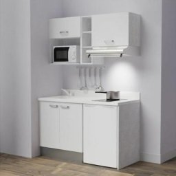 Kitchenette K13L - 140 cm - emplacements frigo, hotte et micro-ondesBlancSnovaévier à gauche