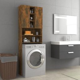 Kalisse - Meuble wc Moderne - Meuble pour machine à laver Chêne fumé 64x25,5x190 cm FR1430