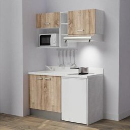 Cuisibane - Kitchenette K13L - 140 cm - emplacements frigo, hotte et micro-ondesBoisSnovaévier à