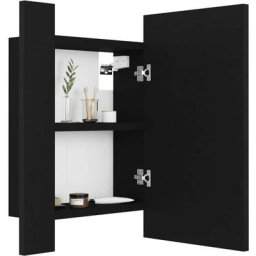 Armoire de salle de bain à miroir à led Noir 40x12x45 cm