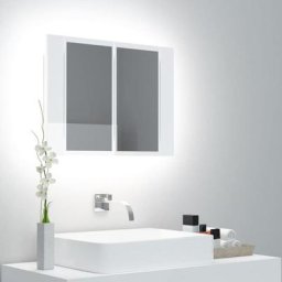 INLIFE Armoire ¨¤ miroir de bain ¨¤ LED Blanc brillant 60x12x45 cm - Blanc