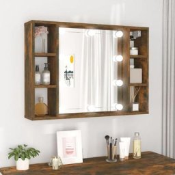 UNIQUEArmoire à miroir avec led Chêne fumé 76x15x55 cm11,6 Kg,Magnifique & Montage facile25724