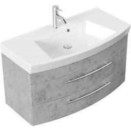Meubles de salle de bain Bella 100cm avec façade arrondie en béton - aspect béton