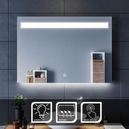 Sirhona - Miroir led 100x70 cm Miroir de salle de bains anti-buée interrupteur tactile,