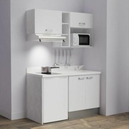 Kitchenette K13L - 140 cm - emplacements frigo, hotte et micro-ondesBlancSnovaévier à droite