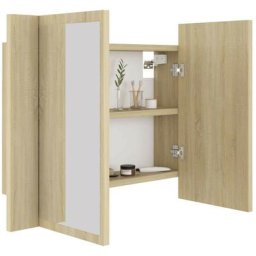Les Tendances - Armoire de salle de bain à miroir à led Chêne sonoma 60x12x45cm