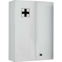 Medasa xl Cabinet de salle de bain armoire à pharmacie pour mural, 2 portes, avec serrure, blanc.