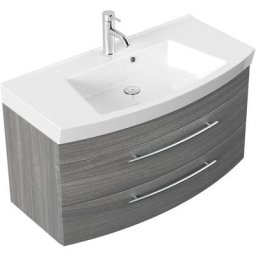 Meubles de salle de bain Bella 100cm avec façade arrondie en décor chêne argenté