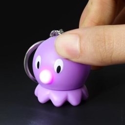 Porte-clés pieuvre en résine de simulation 3D lumière LED son porte-clés JOBag décor de sac à