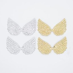 Patchs d'appliques d'aile d'ange double face or et argent décor d'épingle à cheveux d'arc