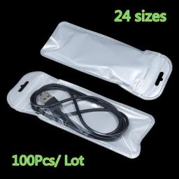 Poudres ziplock en plastique transparent trou de suspension pour bijoux emballage de collier