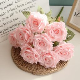 InjPink-Bouquet de Roses Artificielles Poubelle de Mariage avec Fleurs Décoration de Maison