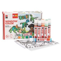 Marabu KiDS Window Color Set de peintures pour fenêtre « dinosaures », 6x 25 ml