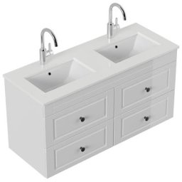 Meuble de salle de bain Banbury Cottage quartz blanc meuble bas blanc brillant
