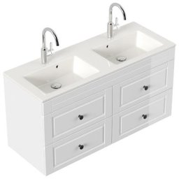 Meuble salle de bain Helios Cottage double vasque Blanc brillant