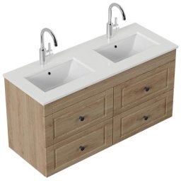 Meuble de salle de bain Banbury Cottage quartz blanc meuble bas chêne clair