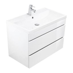 Meuble salle de bain Via 80 blanc brillant avec tiroirs sans poignées