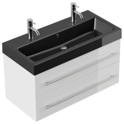 Meuble salle de bain Sonnet vasque noir, blanc brillant